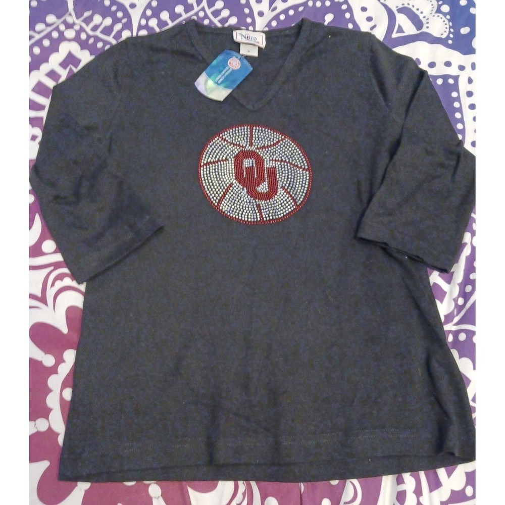NEW Nitro Women's NCAA Oklahoma University Soonersβ Rhinestone Bling Top, Small